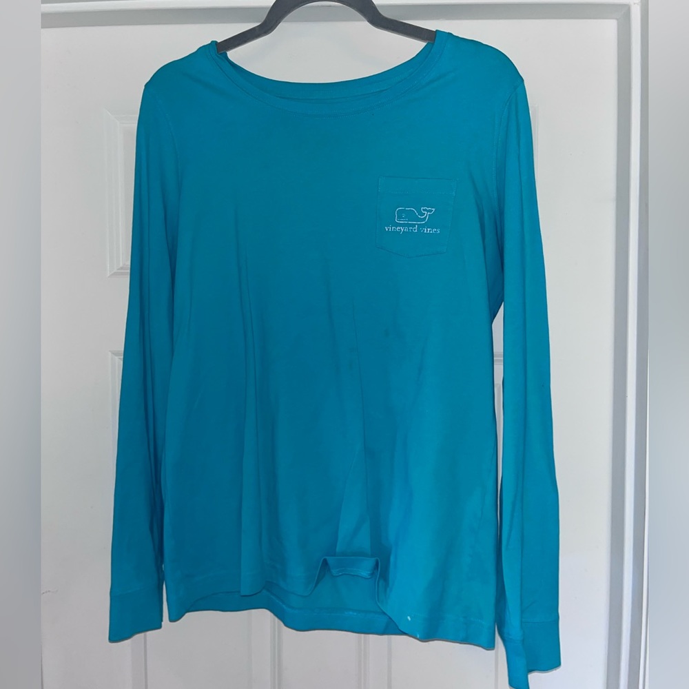 Vineyard Vines teal and pink long sleeve